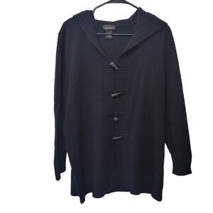 Lane Bryant Black Hooded Kit Button Sweater size 18/20